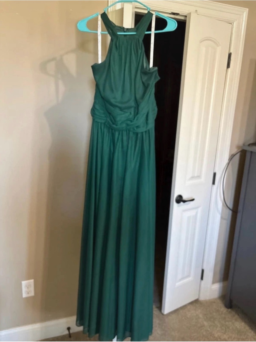 David's Bridal Emerald Green Halter Maxi Dress